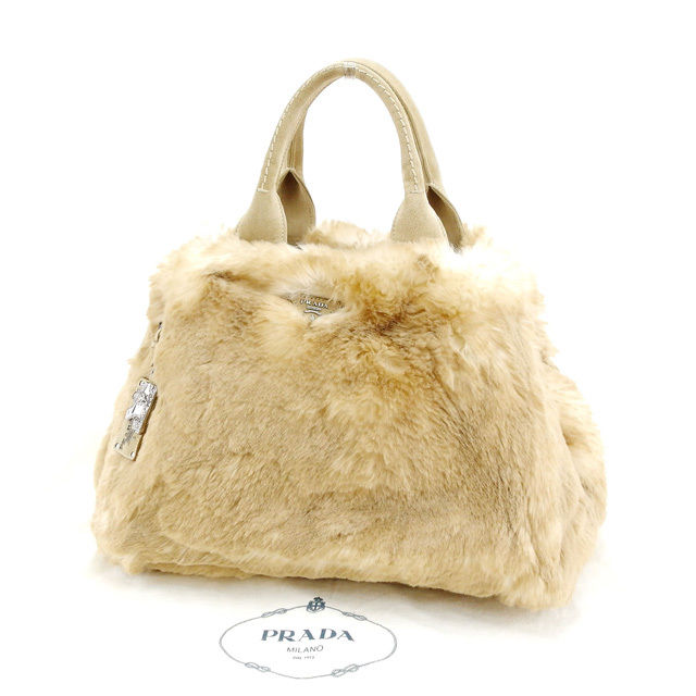 【新生活応援★29％OFFクーポン】プラダ PRADA トートバッグ エコラパン×スエード カナパ ベージュ レディース 中古 ブランド ハイブランド ヴィンテージ