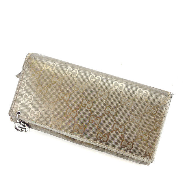 【Fashion Special Fair★24%OFFクーポン】グッチ GUCCI 長財布 GG柄 グレー×ゴールド レディース 中古 ブランド ハイブランド ヴィンテージ
