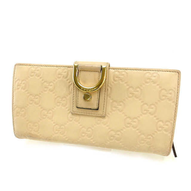 【お買い物マラソン★30％OFFクーポン】グッチ GUCCI 長財布 グッチシマ ベージュ レディース 中古 ブランド ハイブランド ヴィンテージ