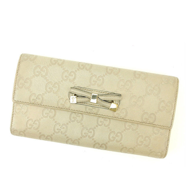 【雨季得SALE★21％OFFクーポン券】グッチ GUCCI 長紙入れ グッチシマ ベージュ レディース 中古 ブランド名 ご機嫌ブランド名 ヴィンテージ
