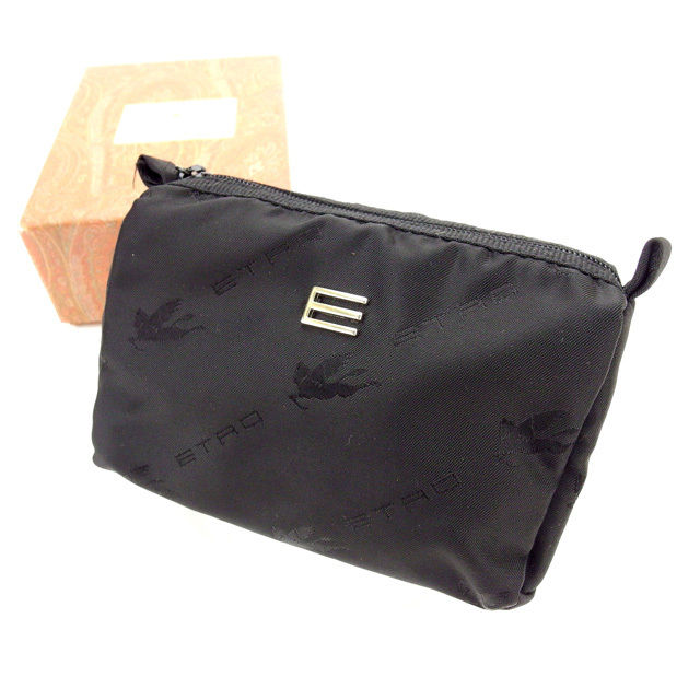 【お買い物マラソン★30％OFFクーポン】エトロ ETRO ポーチ ブラック レディース 中古 ブランド ハイブランド ヴィンテージ
