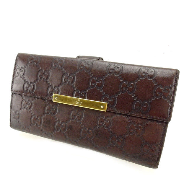 【新生活応援★29％OFFクーポン】グッチ GUCCI 長財布 グッチシマ ブラウン レディース 中古 ブランド ハイブランド ヴィンテージ
