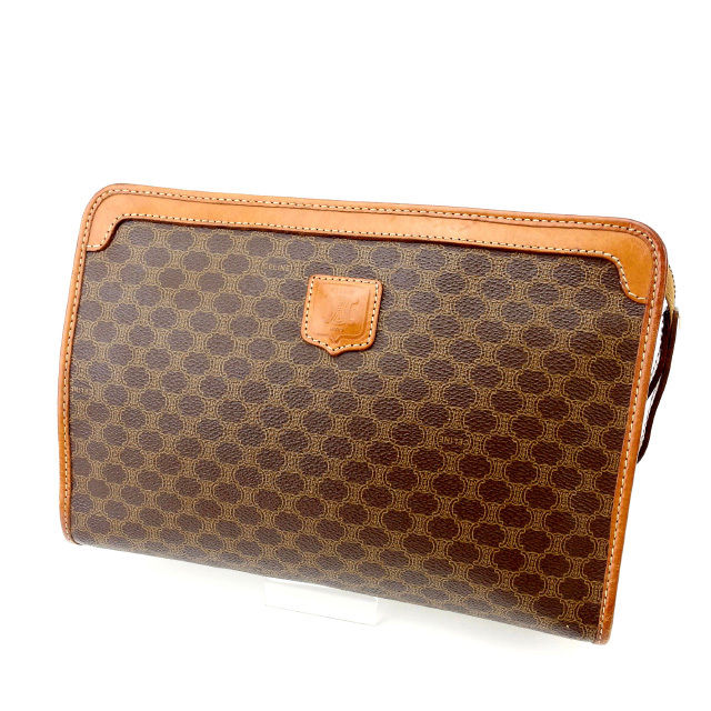 【百貨店SALE★最大限度50％OFF】セリーヌ CELINE クラッチペダル御徒面子 マカダム 赤銅色 レディース 中古 ブランド名 ご機嫌ブランド名 ヴィンテージ