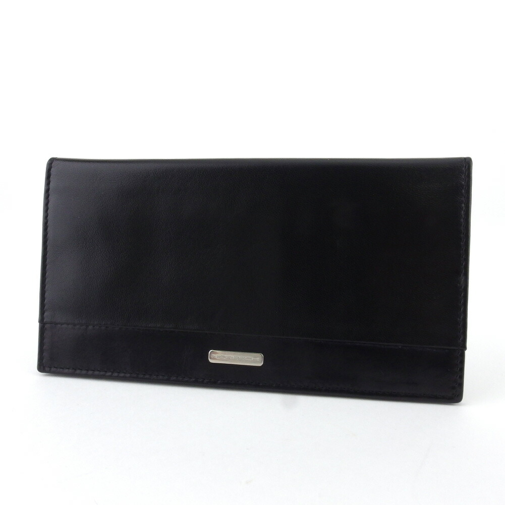 【土日BIG SALE★27％OFF引き換え証】紙入れ ロゴタイプ本塁 黒いこと×しろがね色 レディース 中古 ブランド名 ご機嫌ブランド名 ヴィンテージ
