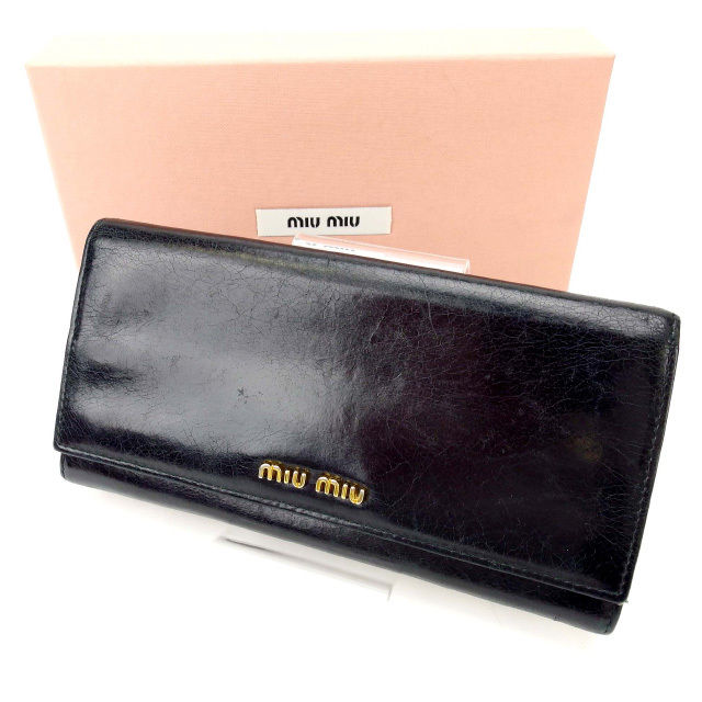 【雨季得SALE★21％OFFクーポン券】ミュウミュウ MIUMIU 長紙入れ 黒いこと×青み レディース 中古 ブランド名 ご機嫌ブランド名 ヴィンテージ