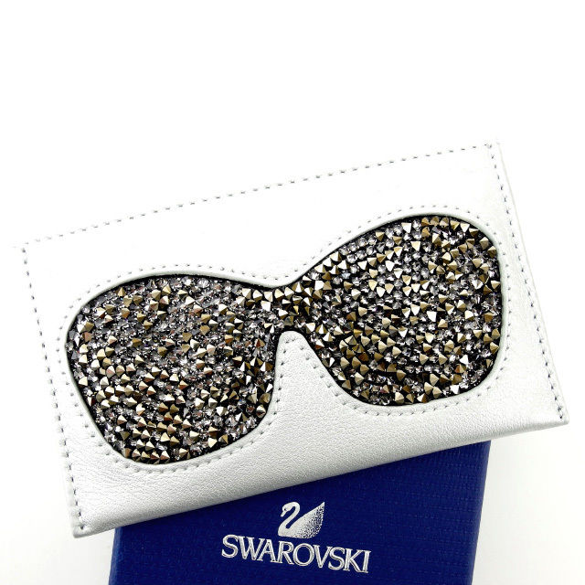 【Fashion Special Fair★24％OFFクーポン】スワロフスキー SWAROVSKI カードケース サングラス シルバー×ブラック レディース 中古 ブランド ハイブランド ヴィンテージ