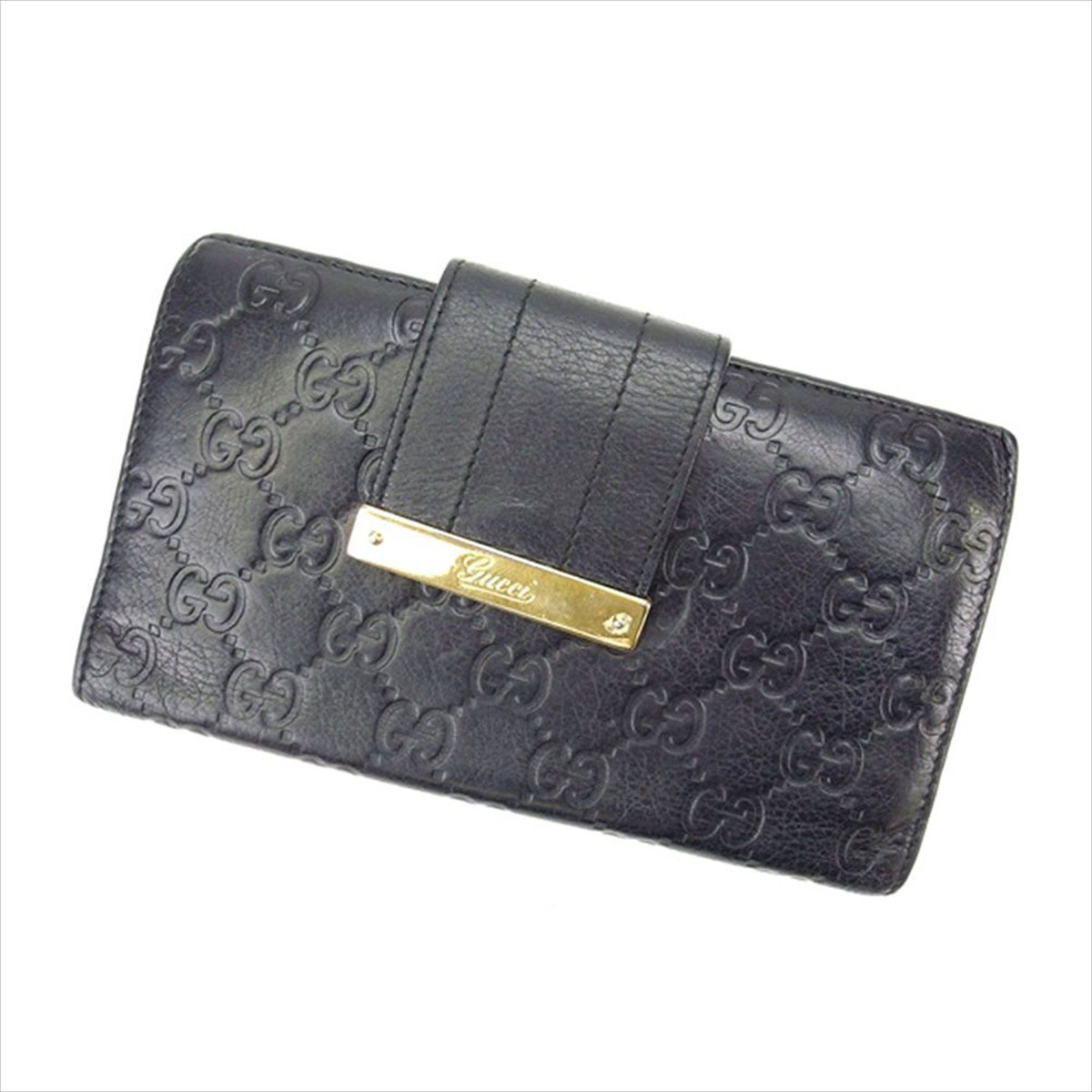 【Fashion Special Fair★24%OFFクーポン】グッチ GUCCI 長財布 グッチシマ ブラック レディース 中古 ブランド ハイブランド ヴィンテージ