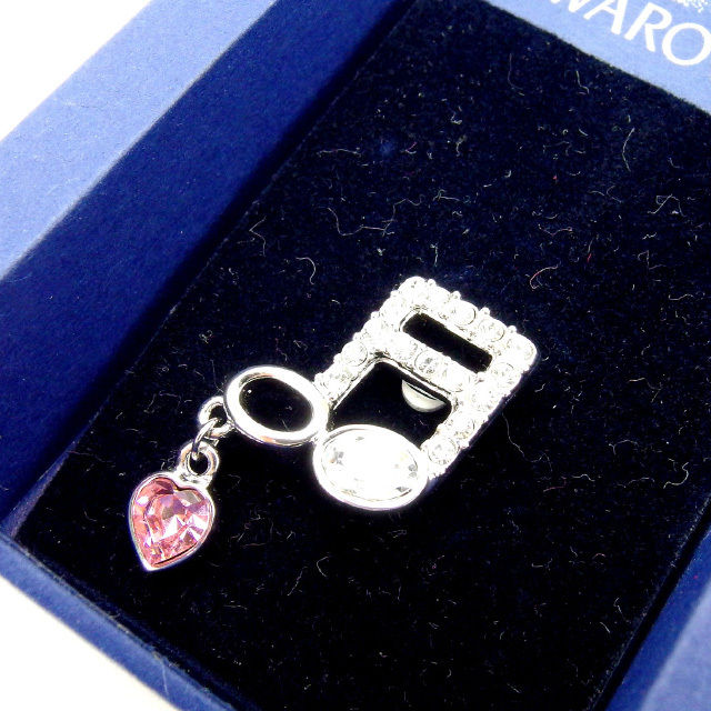 【お買い物マラソン★30％OFFクーポン】スワロフスキー SWAROVSKI その他小物 音符 シルバー×ピンク レディース 中古 ブランド ハイブランド ヴィンテージ