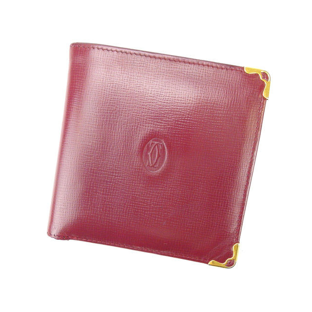 【新生活応援★29％OFFクーポン】カルティエ CARTIER 二つ折り財布 マストライン ボルドー レディース 中古 ブランド ハイブランド ヴィンテージ