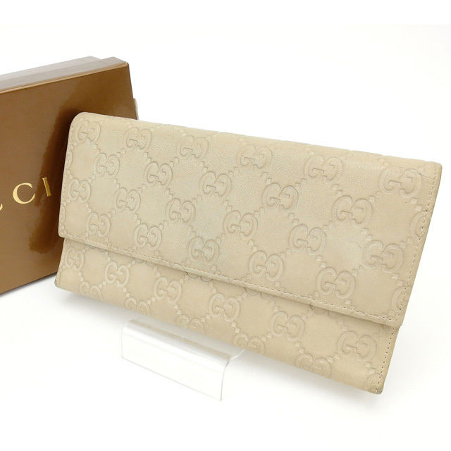 【新生活応援★29%OFFクーポン】グッチ GUCCI 三つ折り財布 グッチシマ ホワイト レディース 中古 ブランド ハイブランド ヴィンテージ