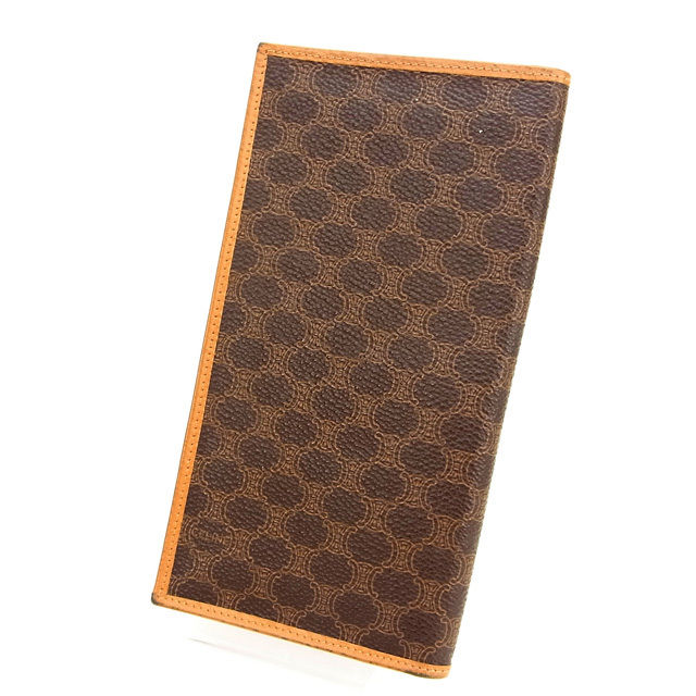 【新生活応援★29％OFFクーポン】セリーヌ CELINE 札入れ マカダム ブラウン×ライトブラウン レディース 中古 ブランド ハイブランド ヴィンテージ
