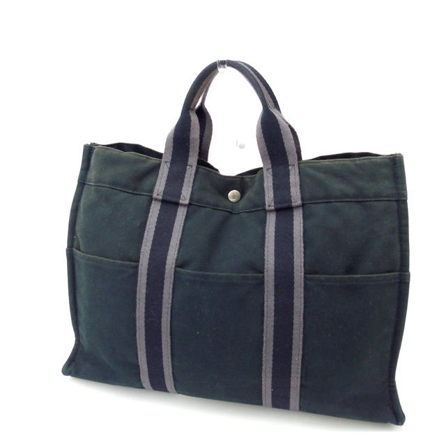 【月末BIG SALE★25％OFFクーポン】エルメス HERMES トートバッグ フールトゥ /フールトゥトートＭＭ ブラック&times;グレー レディース 中古 ブランド ハイブランド ヴィンテージ｜ブランドデポ