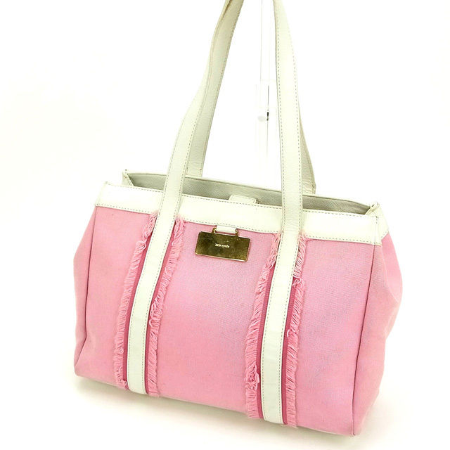 【Fashion Special Fair★24％OFFクーポン】ケイトスペード Kate Spade トートバッグ その他 ピンク×ホワイト レディース 中古 ブランド ハイブランド ヴィンテージ