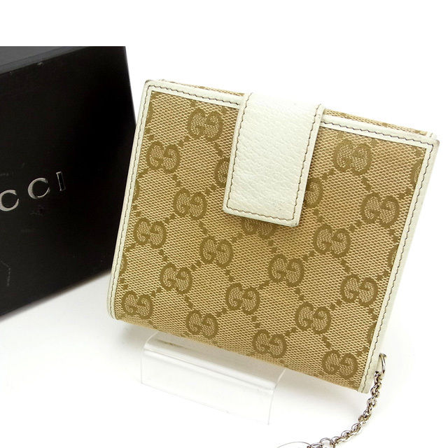 【月代わりの人大売り出し★29％OFFクーポン券】グッチ GUCCI 二つ折り紙入れ ＧＧ帆布 /引きつけるつき ベージュ レディース 中古 ブランド名 ご機嫌ブランド名 ヴィンテージ
