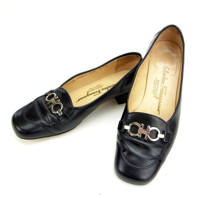 【Fashion Special Fair★24％OFFクーポン】サルヴァトーレフェラガモ Salvatore Ferragamo パンプス ガンチーニ ブラック レディース 中古 ブランド ハイブランド ヴィンテージ