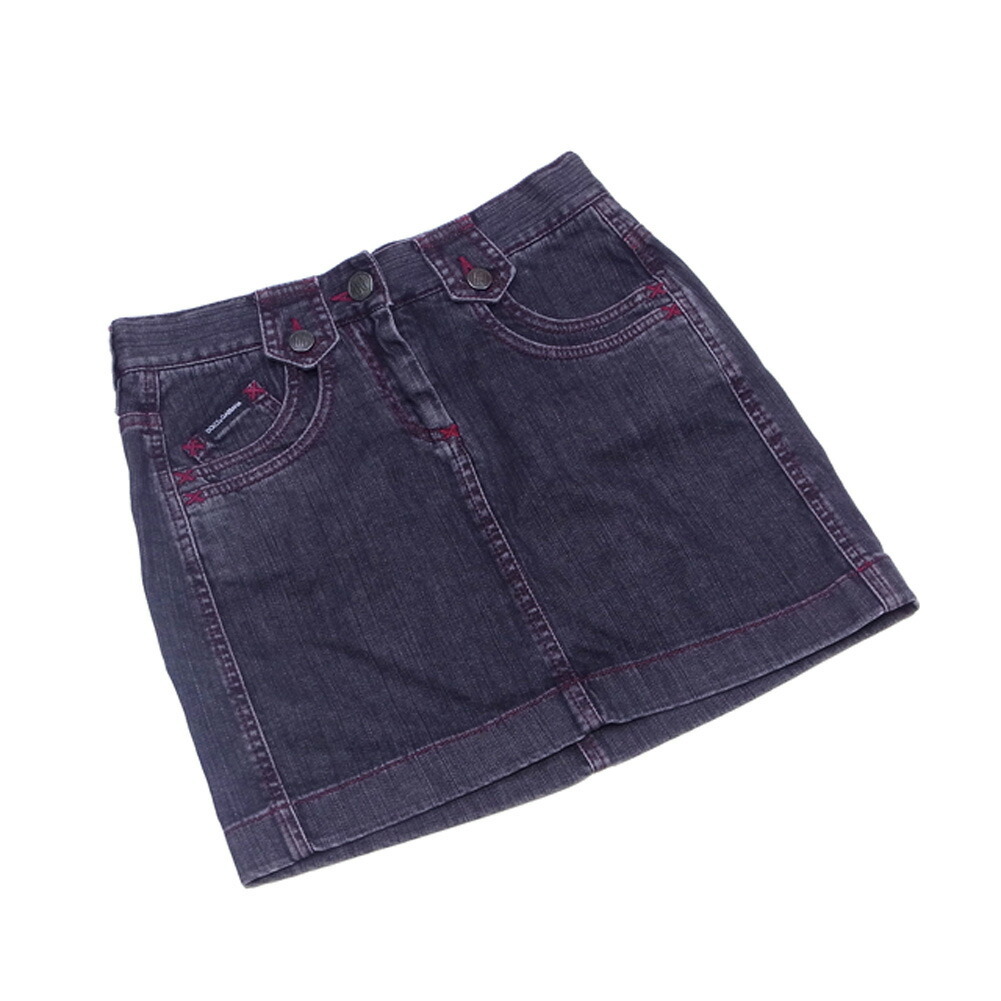 【月末BIG SALE★25％OFFクーポン】ドルチェアンドガッバーナ DOLCE&GABBANA スカート ブラックデニム ♯36サイズ ドルガバ ブラック レッド レディース 中古 ブランド ハイブランド ヴィンテージ｜ブランドデポ
