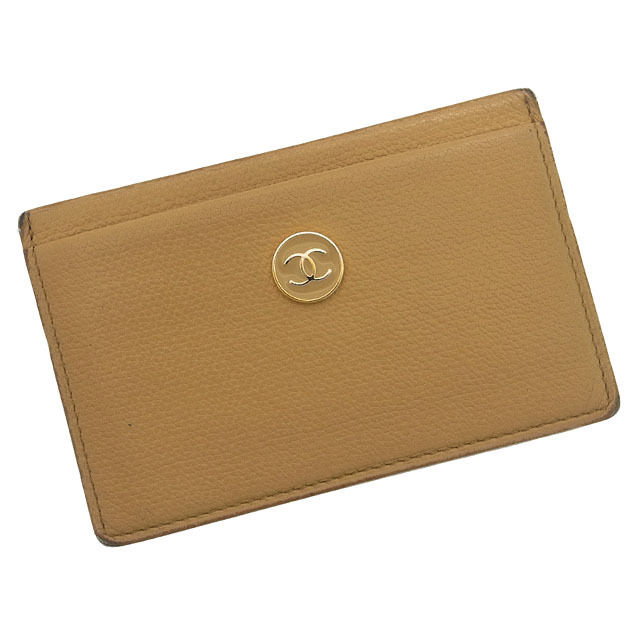 【Fashion Special Fair★24％OFFクーポン】シャネル CHANEL カードケース ココボタン ベージュ×ゴールド レディース 中古 ブランド ハイブランド ヴィンテージ