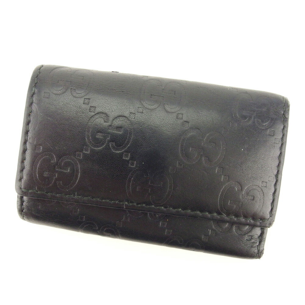 【お買い物マラソン★30％OFFクーポン】グッチ GUCCI キーケース グッチシマ ブラック ゴールド レディース 中古 ブランド ハイブランド ヴィンテージ