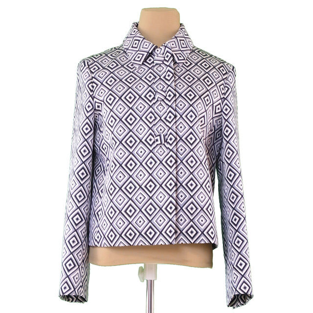 【お買い物マラソン★30％OFFクーポン】プラダ PRADA その他アウター 幾何学柄 ♯40サイズ グレー&times;ホワイト&times;ブラック レディース 中古 ブランド ハイブランド ヴィンテージ｜ブランドデポ