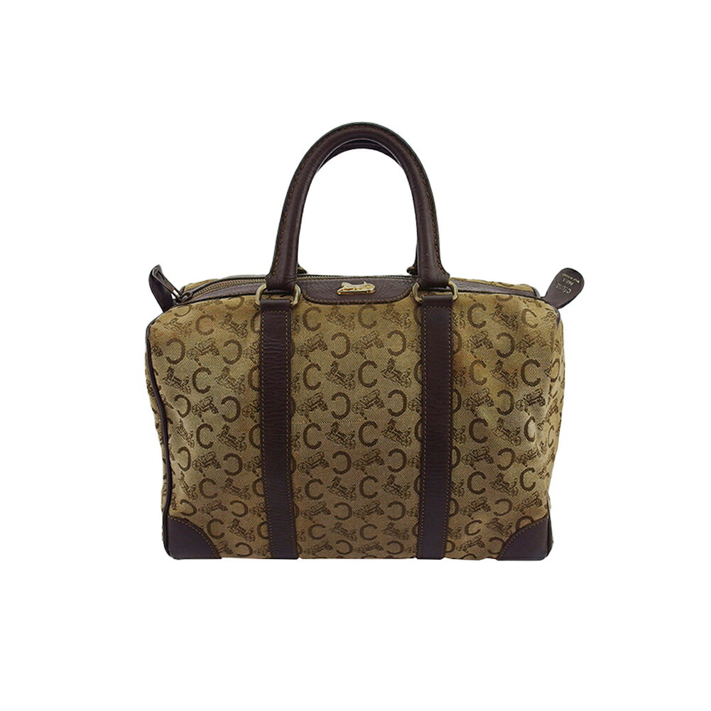 【新生活応援★29％OFFクーポン】セリーヌ CELINE ハンドバッグ Cマカダム オールドセリーヌ ベージュ ブラウン ゴールド レディース 中古 ブランド ハイブランド ヴィンテージ
