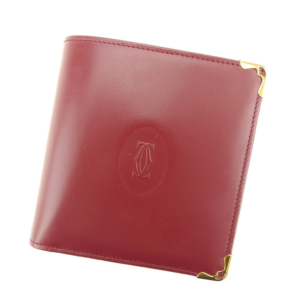 【雨季得SALE★21％OFFクーポン券】カルティエ CARTIER 二つ折り紙入れ 船檣伝達ルート ボルドーワイン ゴールド レディース 中古 ブランド名 ご機嫌ブランド名 ヴィンテージ
