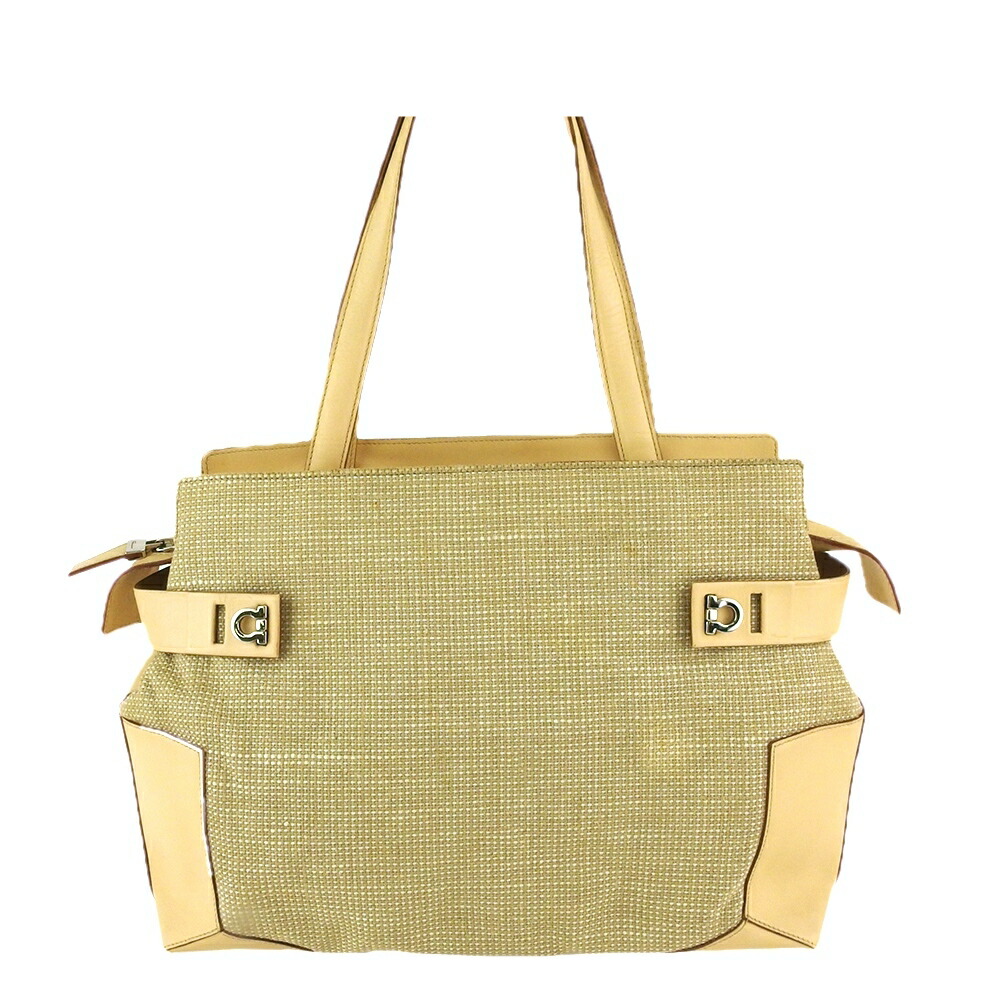 【雨季得SALE★21％OFFクーポン券】サルヴァトーレフェラガモ ショルダーバッグ ベージュ ツィード 中古 Salvatore Ferragamo ブランド名 ご機嫌ブランド名 ヴィンテージ