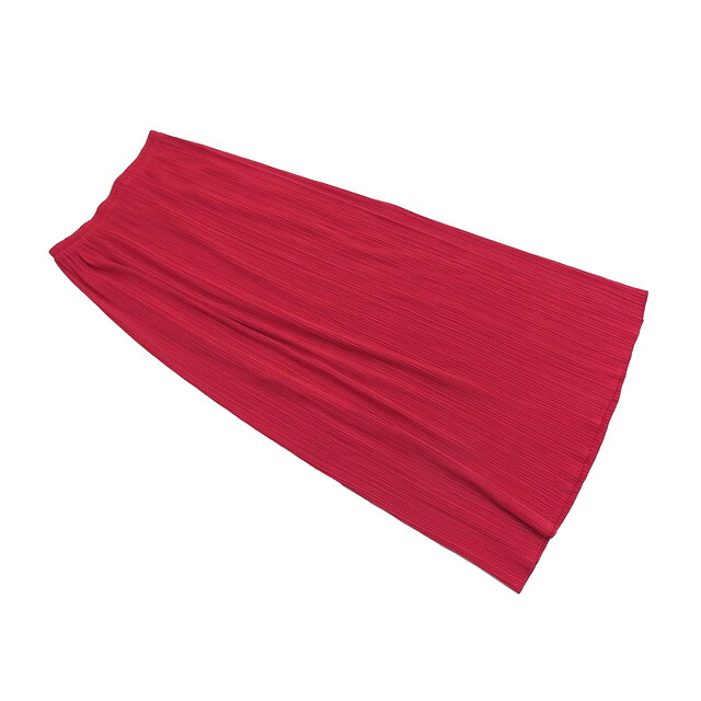 【Fashion Special Fair★24％OFFクーポン】イッセイミヤケ スカート プリーツ ♯4サイズ ウエストゴム レッド 中古 ISSEY MIYAKE ブランド ハイブランド ヴィンテージ