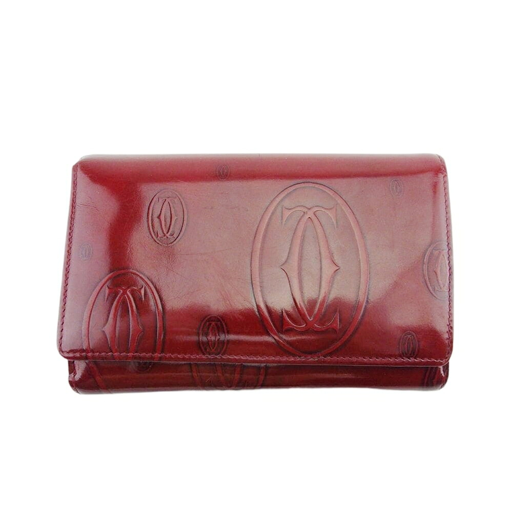 【雨季得SALE★21％OFFクーポン券】カルティエ 長紙入れ 心うれしい誕生日 ボルドーワイン レディース 中古 CARTIER ブランド名 ご機嫌ブランド名 ヴィンテージ
