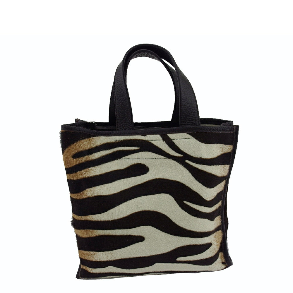 【Fashion Special Fair★24％OFFクーポン】フルラ ハンドバッグ ゼブラ柄 ダークブラウン×アイボリー（ゼブラ柄） レディース 中古 Furla ブランド ハイブランド ヴィンテージ