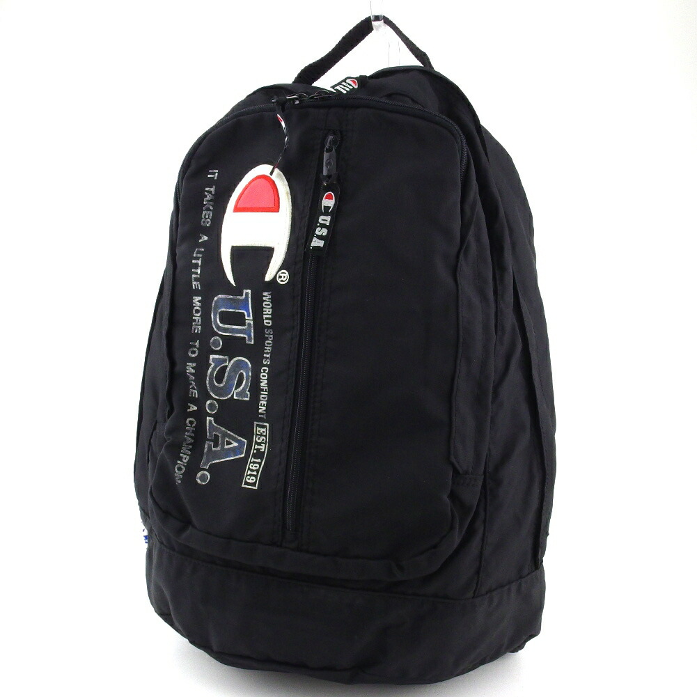 【百貨店SALE★最大限度50％OFF】はやりっ子 背嚢・デイパック Cロゴタイプ目じるし USA 黒いこと 白いこと 白 赤いこと系 レディース 中古 Champion ブランド名 ご機嫌ブランド名 ヴィンテージ
