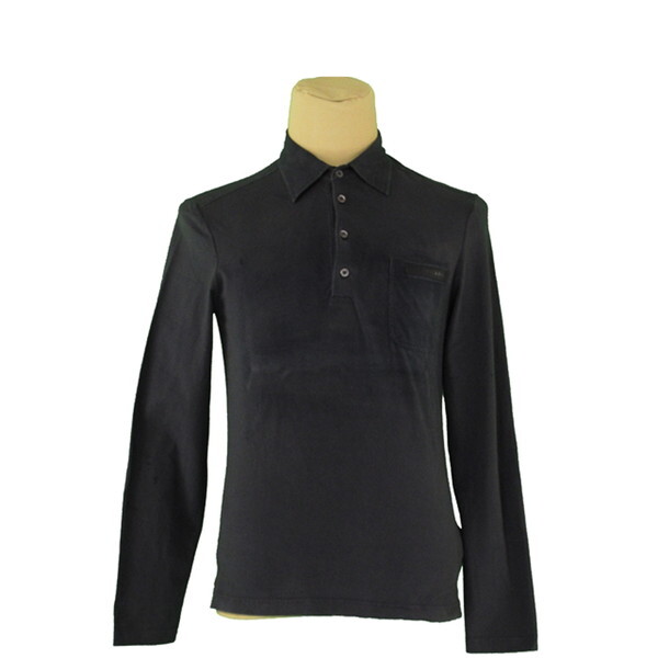 PRADA プラダ　リンガーポロシャツ　ラバーロゴ　ブラック　Sサイズ PRADA プラダ リンガーポロシャツ ラバーロゴ ブラック Sサイズ