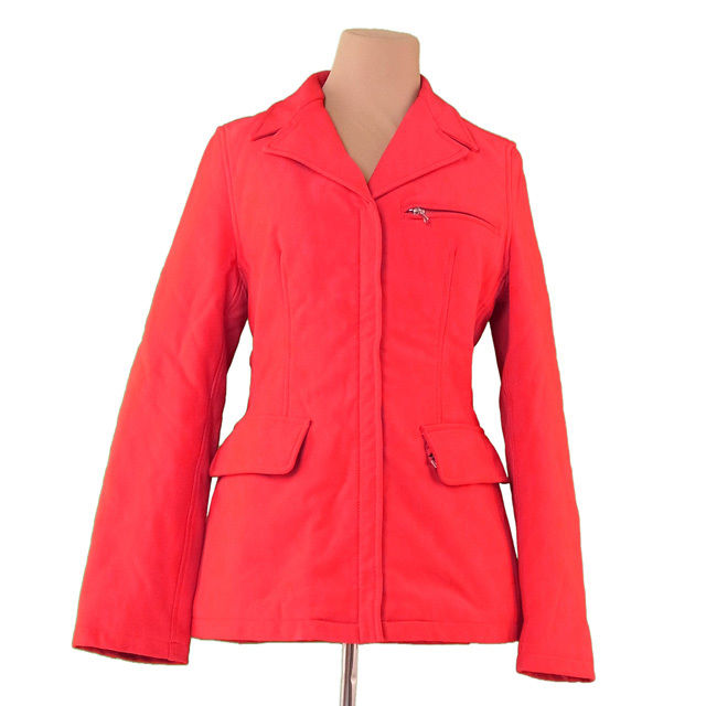 【雨季得SALE★21％OFFクーポン券】プラダ トレンチコート シングルZIP ♯M大きさ 赤いこと×しろがね色 レディース 中古 PRADA ブランド名 ご機嫌ブランド名 ヴィンテージ