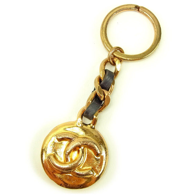 【お買い物マラソン★30％OFFクーポン】シャネル キーリング ココマーク ゴールド×ブラック レディース 中古 CHANEL ブランド ハイブランド ヴィンテージ