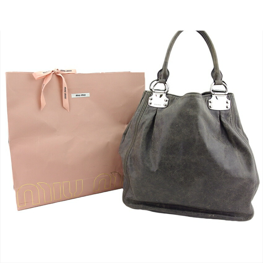 新品MIUMIU ２wayトートバッグ RR1945 POMICE(グレー系) 新品MIUMIU 2wayトートバッグ RR1945 POMICE(グレー系)