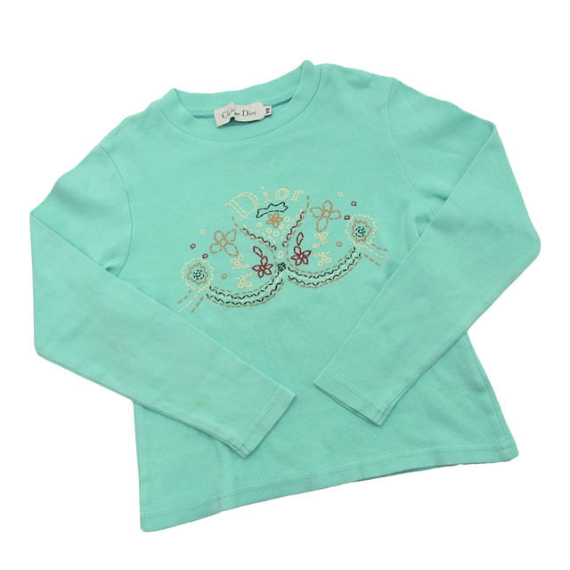 【雨季得SALE★21％OFF引き換え証】ディオール カットソー ロゴタイプ＆お花刷り上げる /キッズサイズ8A（8才） ともし火青味系 レディース 中古 Christian Dior ブランド名 ご機嫌ブランド名 ヴィンテージ