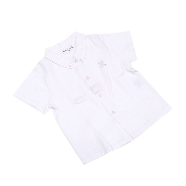 【決算前SALE★50％OFFクーポン券】セリーヌ カットソー マカダム刺しゅう ♯キッズ90大いさ 白いこと レディース 中古 CELINE ブランド名 御機嫌ブランド名 ヴィンテージ