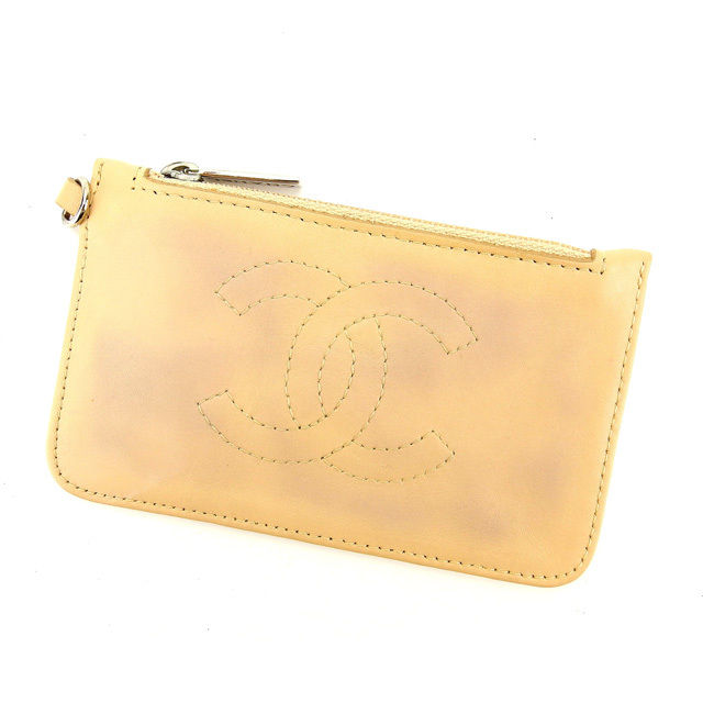 【新生活応援★29％OFFクーポン】シャネル コインケース ココマーク ベージュ×シルバー レディース 中古 CHANEL ブランド ハイブランド ヴィンテージ
