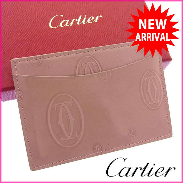 送料無料 人気 ブランド 財布 良品 財布 カルティエ Cartier カードケース ミュウミュウ パスケース レディース ハッピーバースデー ロゴ ピンク エナメルレザー D9s ブランドデポ 送料無料 ブランド バック 財布 プレゼント ギフト