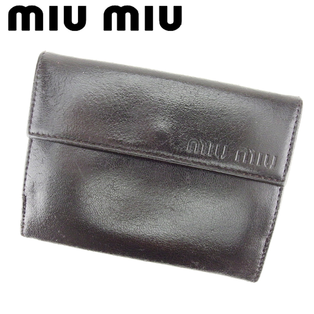 交換無料 中古 ミュウミュウ Wホック 財布 二つ折り 財布 ブラウン キャンバス レザー Miumiu ホックサイフ ホック財布 財布 サイフ 財布 ユニセックス 小物 1点物 ミュウミュウ C33 海外輸入 Www Papermoney World Com