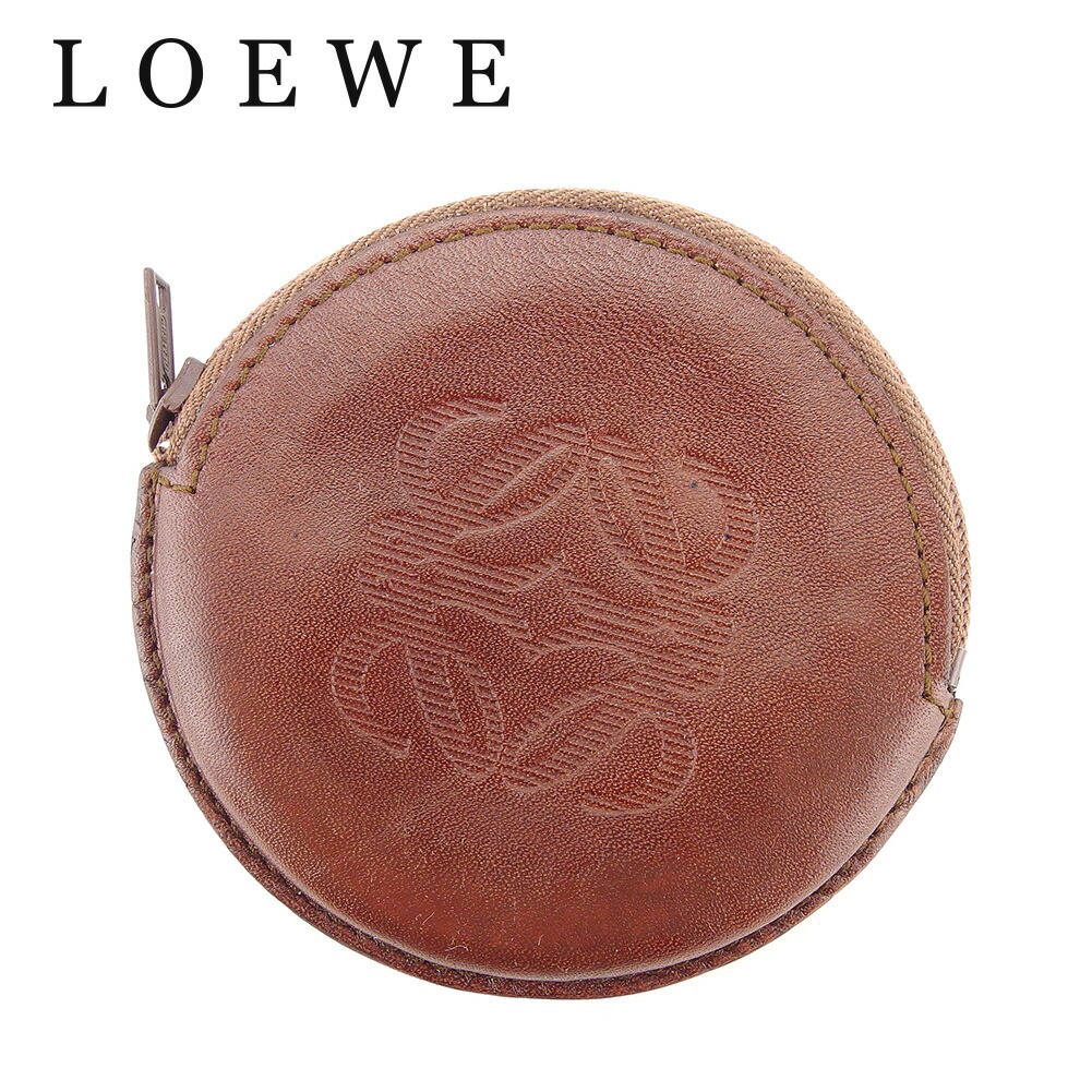 ロエベ LOEWE 財布 二つ折り 小銭入れ ロゴプレート ピンク ゴールド