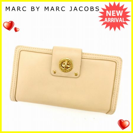 ブランド 財布 送料無料 マークバイマークジェイコブス Marc By Marc フェンディ Jacobs グッチ 財布 長財布 ファスナー付き長財布 レディース ロゴプレート ベージュ ゴールド レザー 対応 人気 Y4941 ブランドデポ 送料無料 ブランド バック 財布 プレゼント