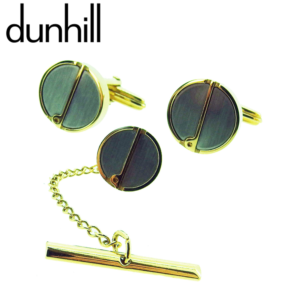 最愛 中古 ダンヒル T1 Dunhill シルバー ゴールド金具 ゴールド シルバー 2アイテムセット Dマーク メンズ ネクタイピン カフリンクス タイピン カフス T1 Webnoosh Com