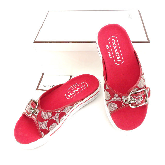 red coach flip flops