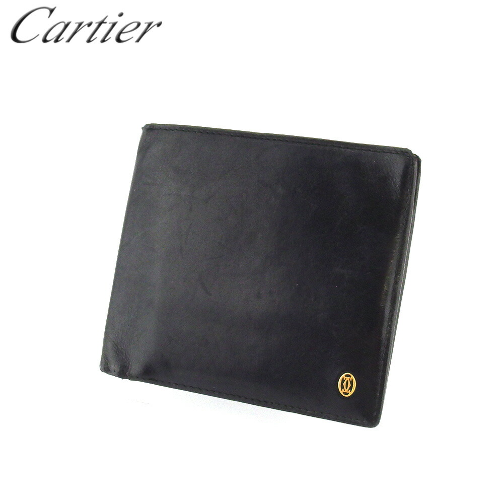 【サマーセール】カルティエ 二つ折り札入れ パシャ ブラック×シルバー Cartier 【カルティエ】 T11743S 【中古】