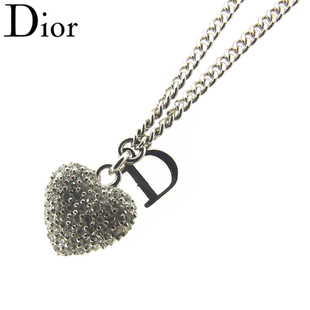 楽天市場 中古 ディオール ネックレス ペンダント アクセサリー ラインストーン付き ハート シルバー シルバー金具 Dior ディオール C3540 ブランドデポ