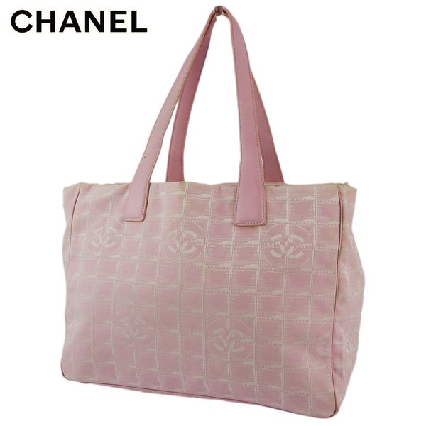 [Japan Used Bag] Second Hand Chanel Tote Bag Shoulder Women Mmtravel Line  Pink G