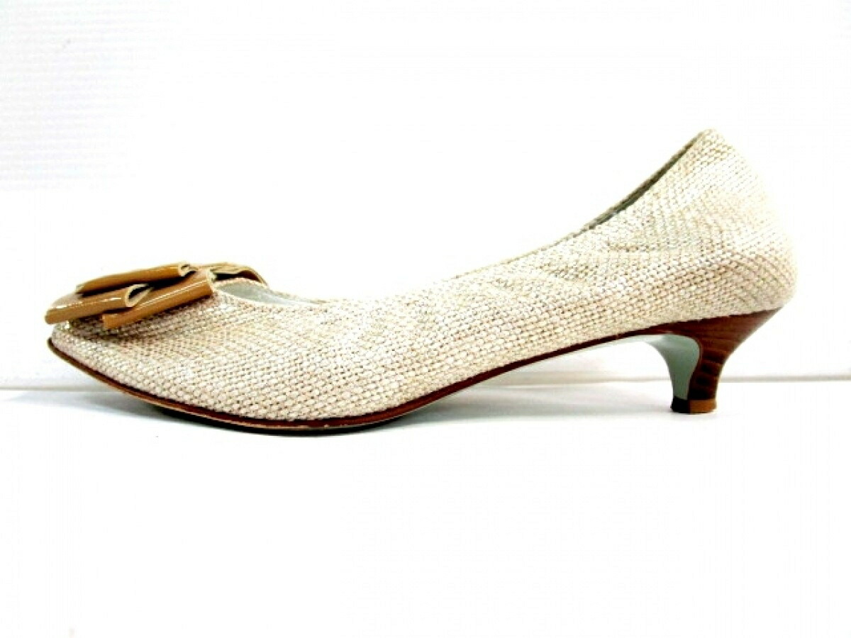 楽天市場 新着 Odette E Odile United Arrows オデットエオディール ユナイテッドアローズ パンプス 23 レディース シルバー ベージュ オープントゥ 化学繊維 エナメル レザー 0322 中古 ブランディア 楽天市場店