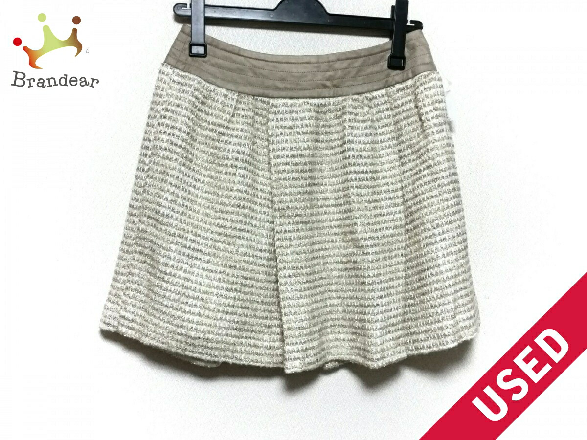 Apuweiser Riche アプワイザーリッシェ ミニスカート サイズ2 M レディース美品 アイボリー ベージュ ラメ ストア