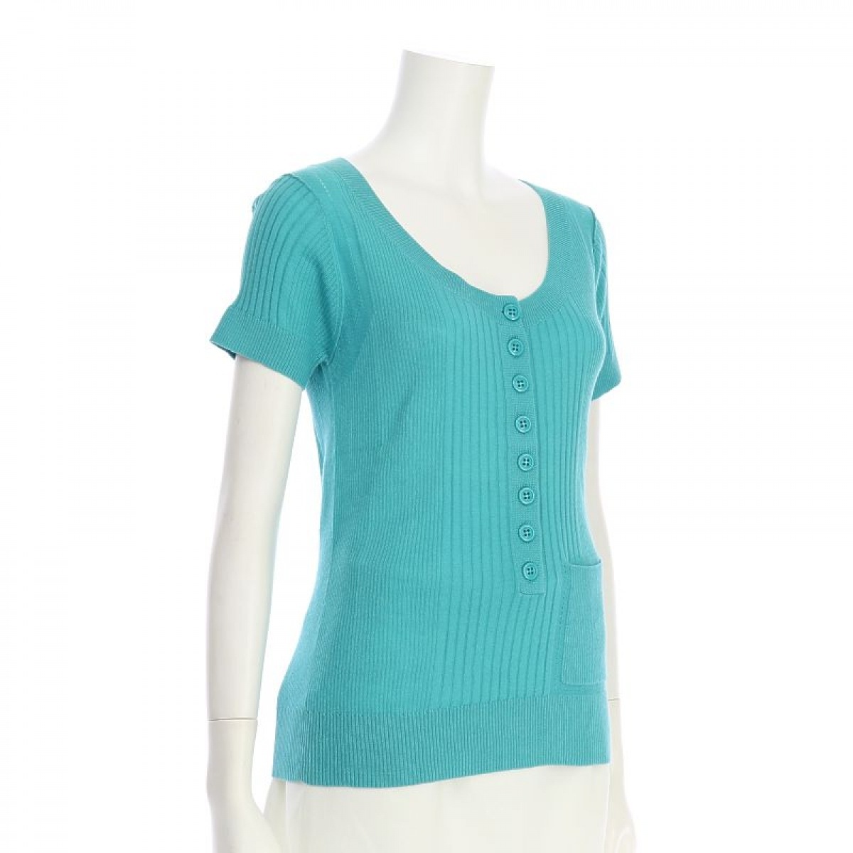 Chloe クロエ 半袖セーター レディース ニット セーター グリーン系 コットン85 カシミヤ15 サイズs Espacesantefamille Be