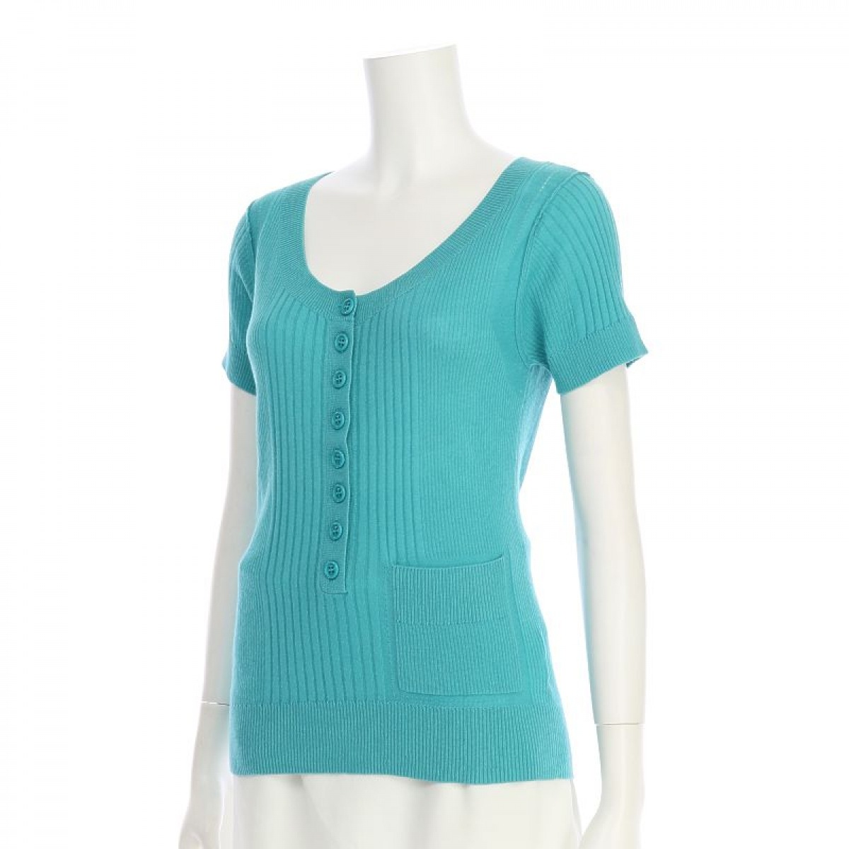 Chloe クロエ 半袖セーター レディース ニット セーター グリーン系 コットン85 カシミヤ15 サイズs Espacesantefamille Be